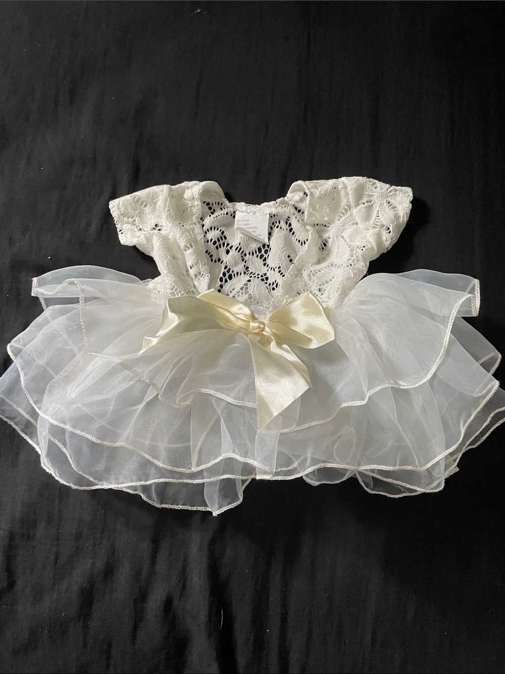White Lace Tulle Ballet Dress with Satin Bow for Kids